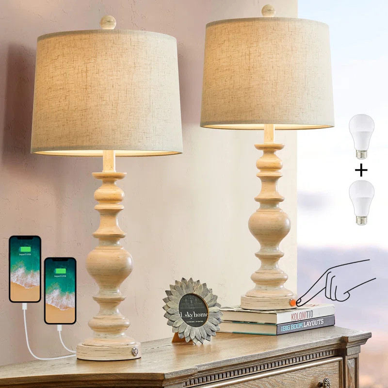 Ophelia & Co. Polina 27.5" Resin Table Lamp With Touch, Suitable for Living Room, Bedroom, Office... | Wayfair North America