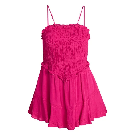 No Boundaries Smocked Romper, Women's XXS-XXL | Walmart (US)