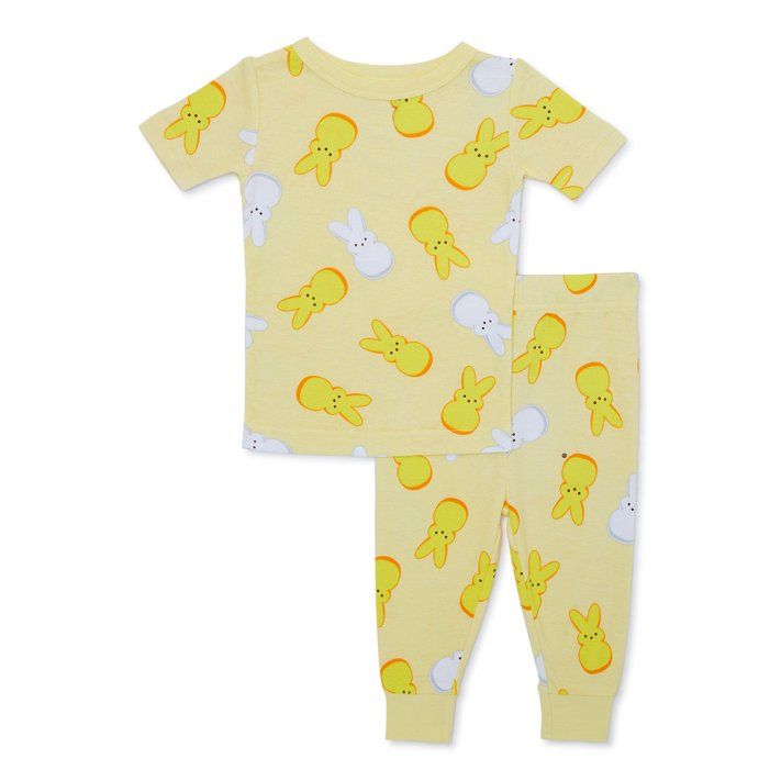 Peeps Toddler Unisex Easter Short Sleeve Top and Pants, 2-Piece Pajama Set, Sizes 12M-5T | Walmart (US)