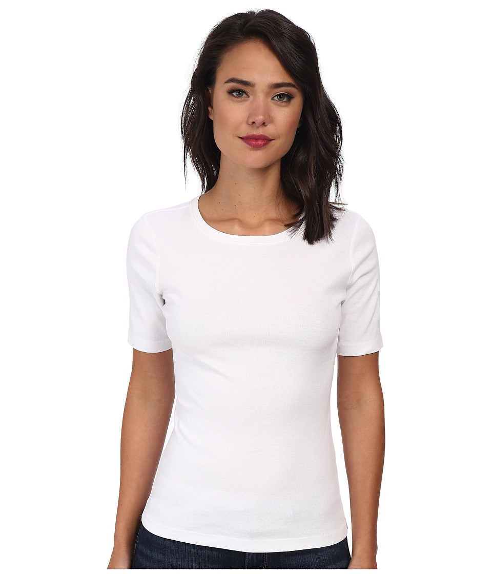 Three Dots 9 Sleeve Crew (White) Women's Short Sleeve Pullover | Zappos