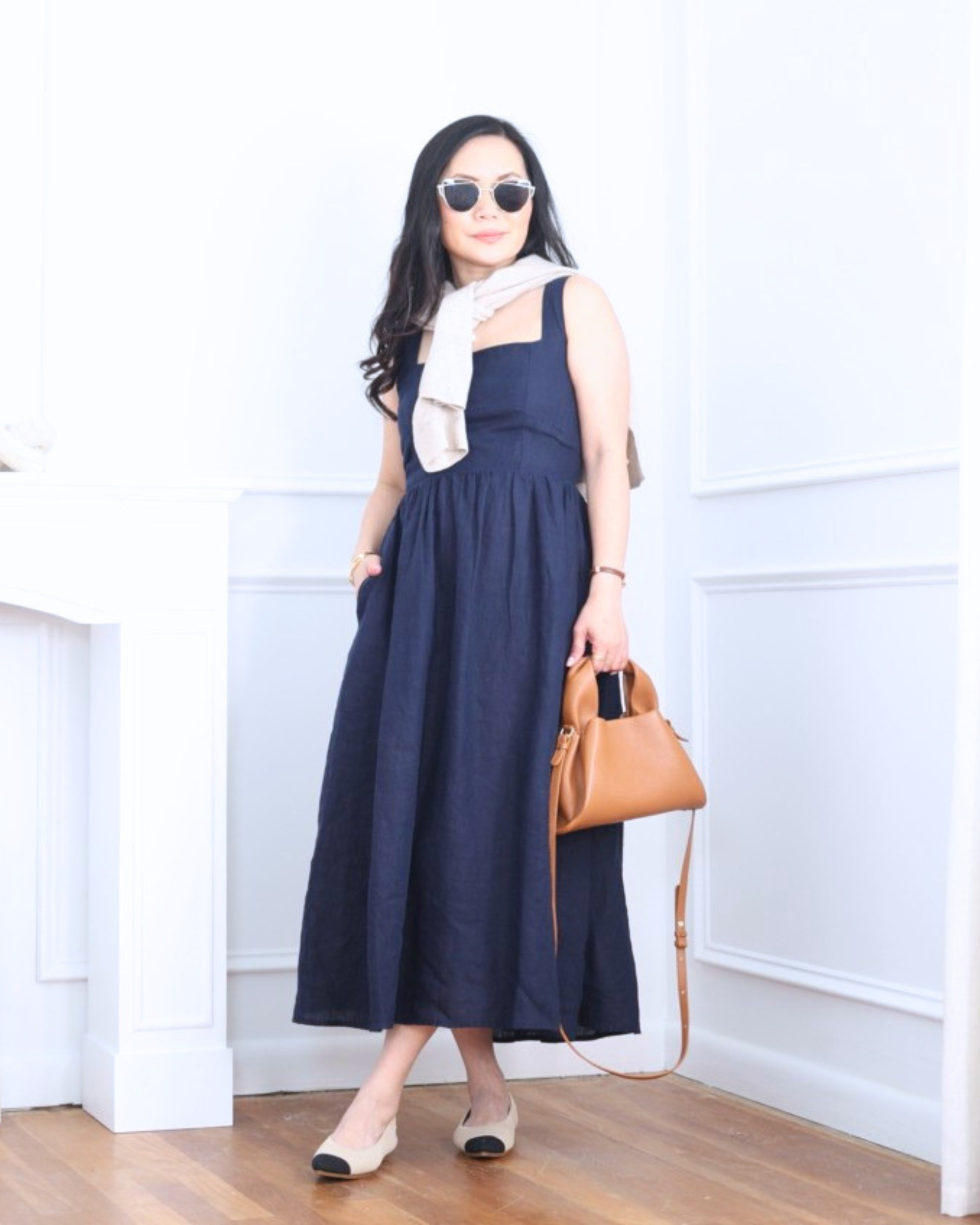 Linen fit-and-flare dress and bag from Quince paired with Vivaia flats — simple, feminine, and effortlessly polished for an easy everyday look. I’m 5’2, wearing size XS.

#LTKootd #LTKOver40 #LTKPetite