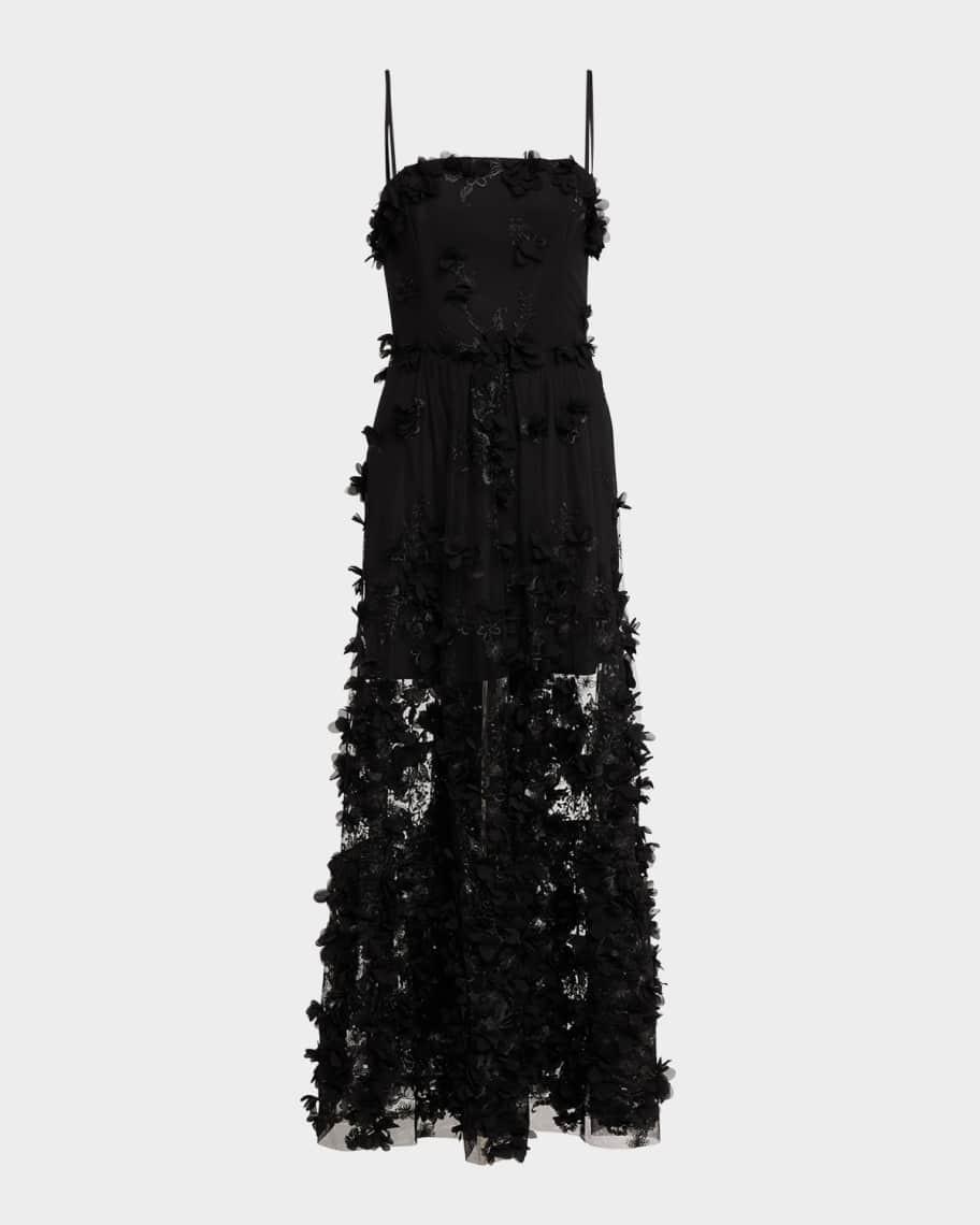 HELSI Audrey Embroidered Floral Applique Midi Dress | Neiman Marcus