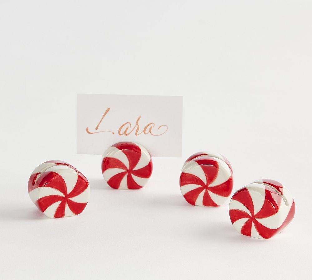 Figural Peppermint Place Card Holders - Set of 4 | Pottery Barn (US)