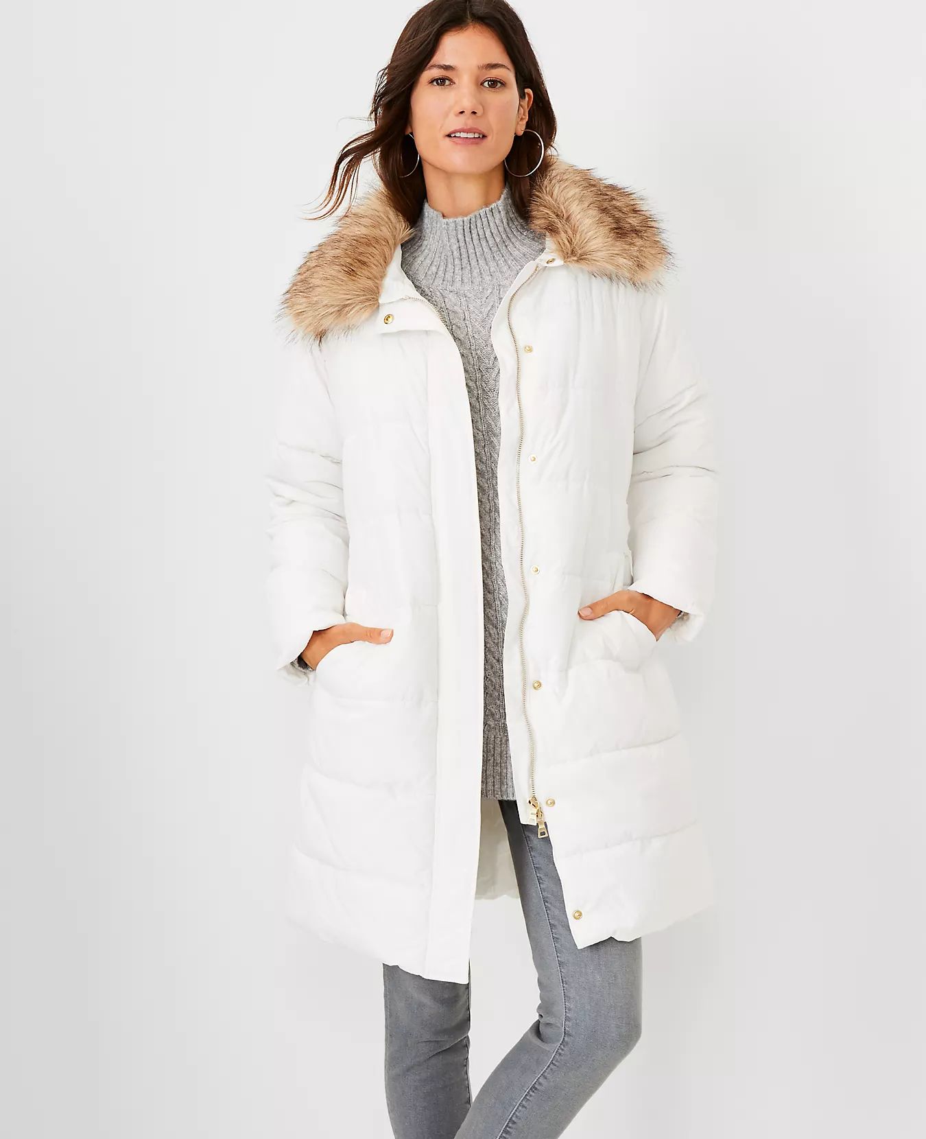 Faux Fur Collar Puffer Coat | Ann Taylor (US)