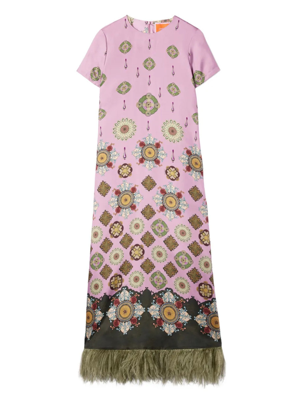 La DoubleJ Swing feather-trimmed maxi dress - Pink | Farfetch Global