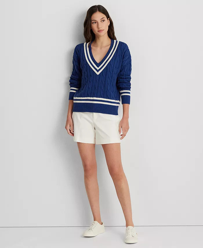 Lauren Ralph Lauren Petite Cable-Knit Cricket Sweater - Macy's | Macy's