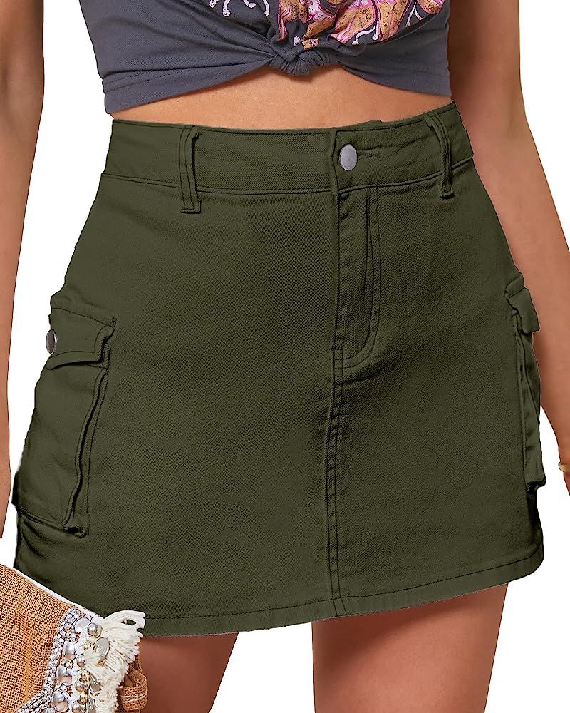luvamia 2023 Cargo Shorts for Women Casual Summer Skorts Skirts High Waisted Mini Short Skort wit... | Amazon (US)