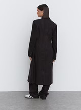 Black Pinstripe Tailored Longline Coat - Libby | 4th & Reckless