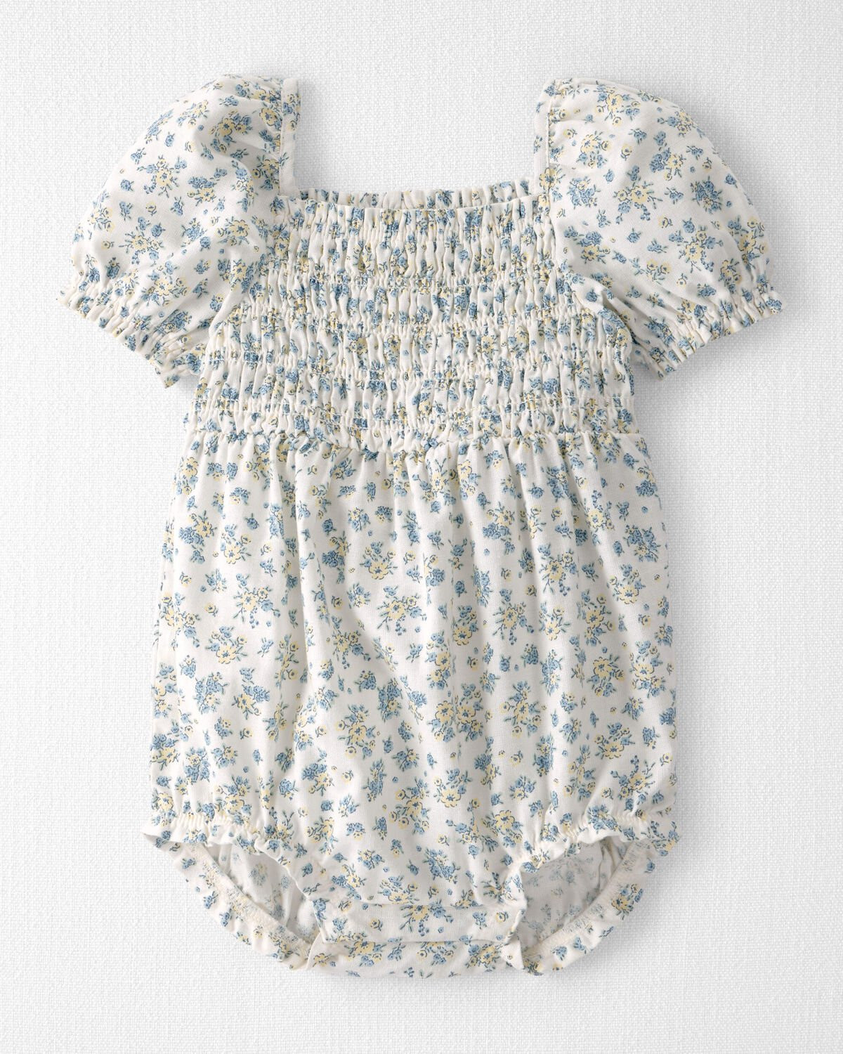 Baby Girl Smocked Romper Made with Organic Cotton in Spring Bloom - Little Planet | Carter's | Carter's Inc