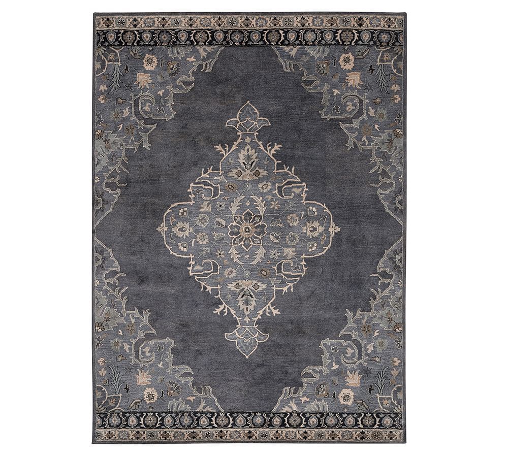 Bryson Persian-Style Hand Tufted Wool Rug, 9 x 12', Navy | Pottery Barn (US)