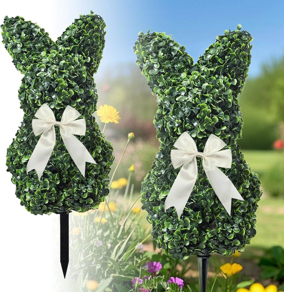 Latest Model 28" Bunny-Shaped Artificial Topiary Tree, Easter Faux Boxwood & Cypress Potted Plant... | Amazon (US)