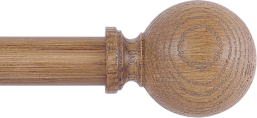 Wood Curtain Rods for Windows 48 to 84 Inch,1 Inch Wood Grain Ball Adjustable Curtain Rod,Boho He... | Amazon (US)