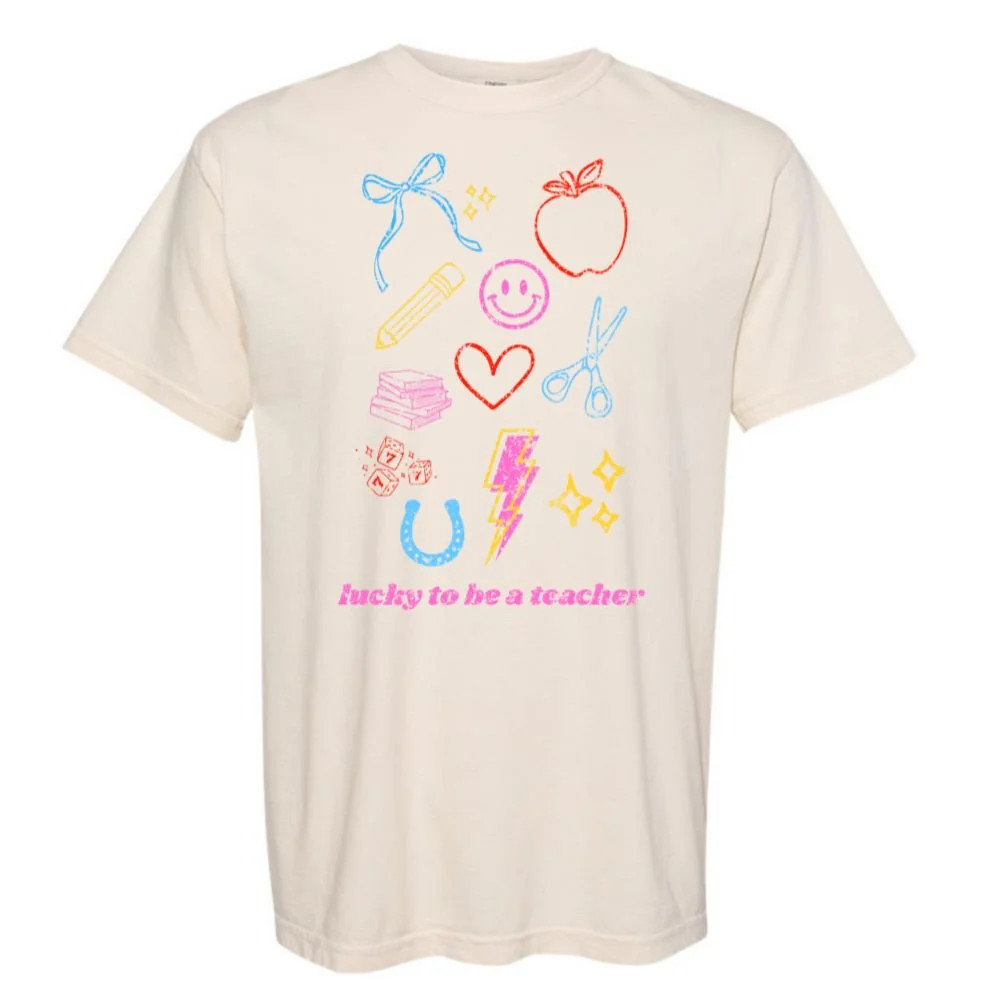 'Lucky Teacher Dopamine Doodles' T-Shirt | United Monograms