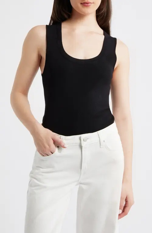 MANGO Sleeveless Rib Top in Black at Nordstrom, Size X-Large | Nordstrom