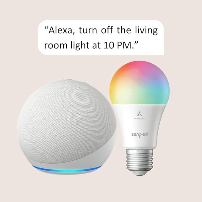 Echo Dot (5th Gen) | Glacier White with Sengled Smart Color Bulb | Amazon (US)