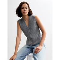 New Look Grey Button Knit Waistcoat | Very (UK)