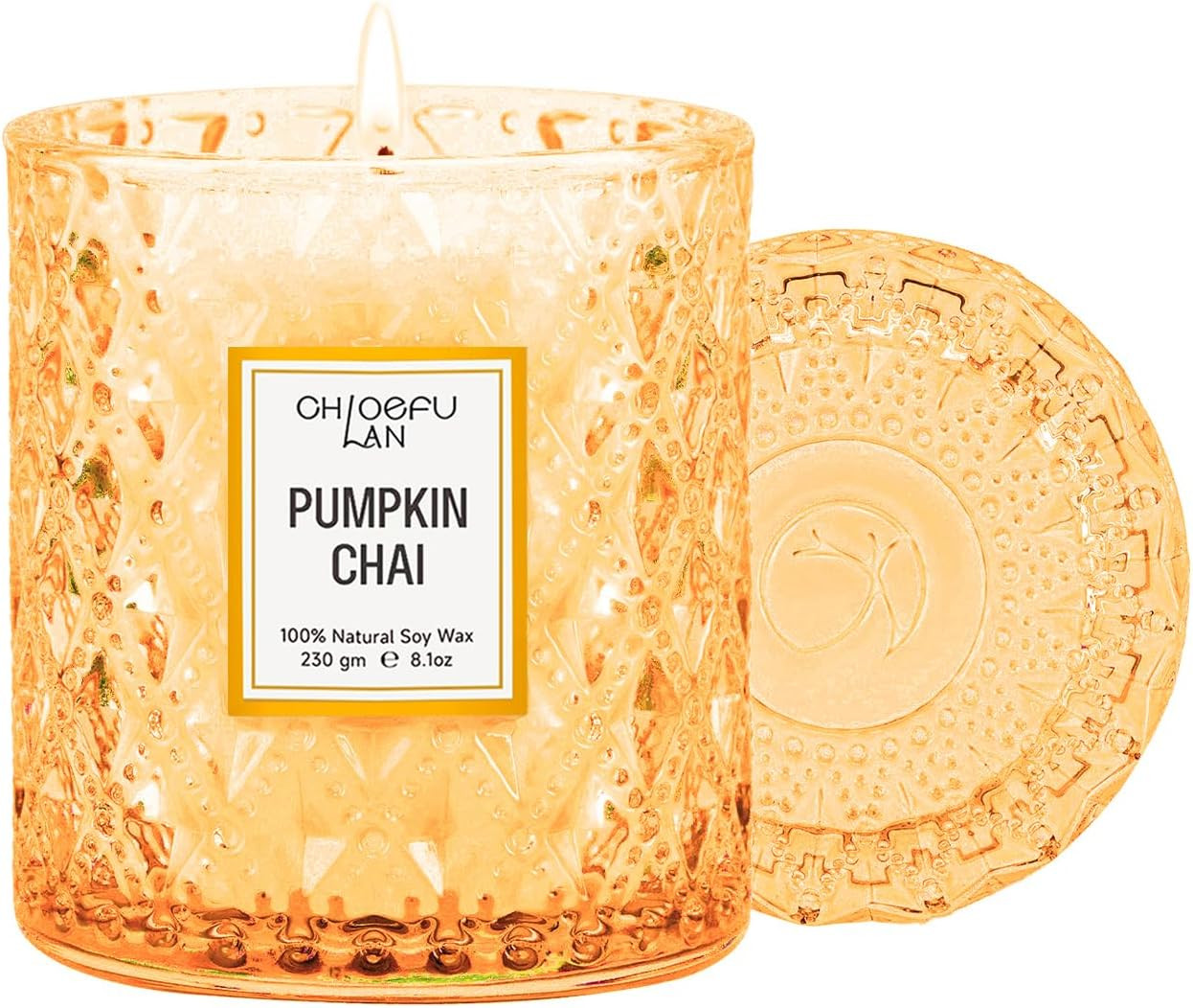 Chloefu LAN Pumpkin Chai Candles Halloween Candle Gift, Farmhouse Candles for Home, Luxury Scented Soy Jar Fall Candle with up to 55 Hour Long Lasting, Home Decor, Barn Fall Decor Pottery, 8.1oz | Amazon (US)