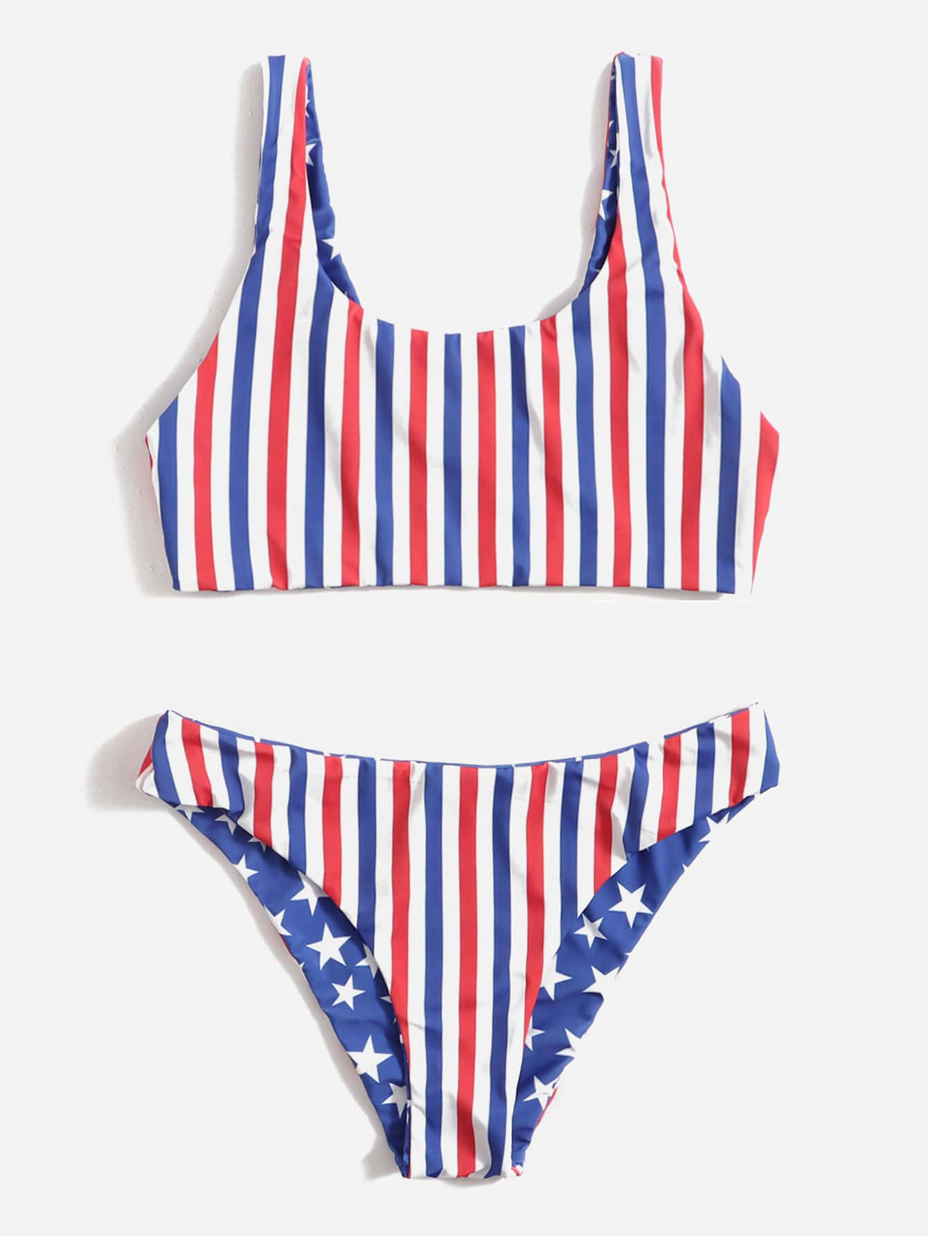 Reversible American Flag Print Bikini Swimsuit
       
              
              $10.49       ... | SHEIN