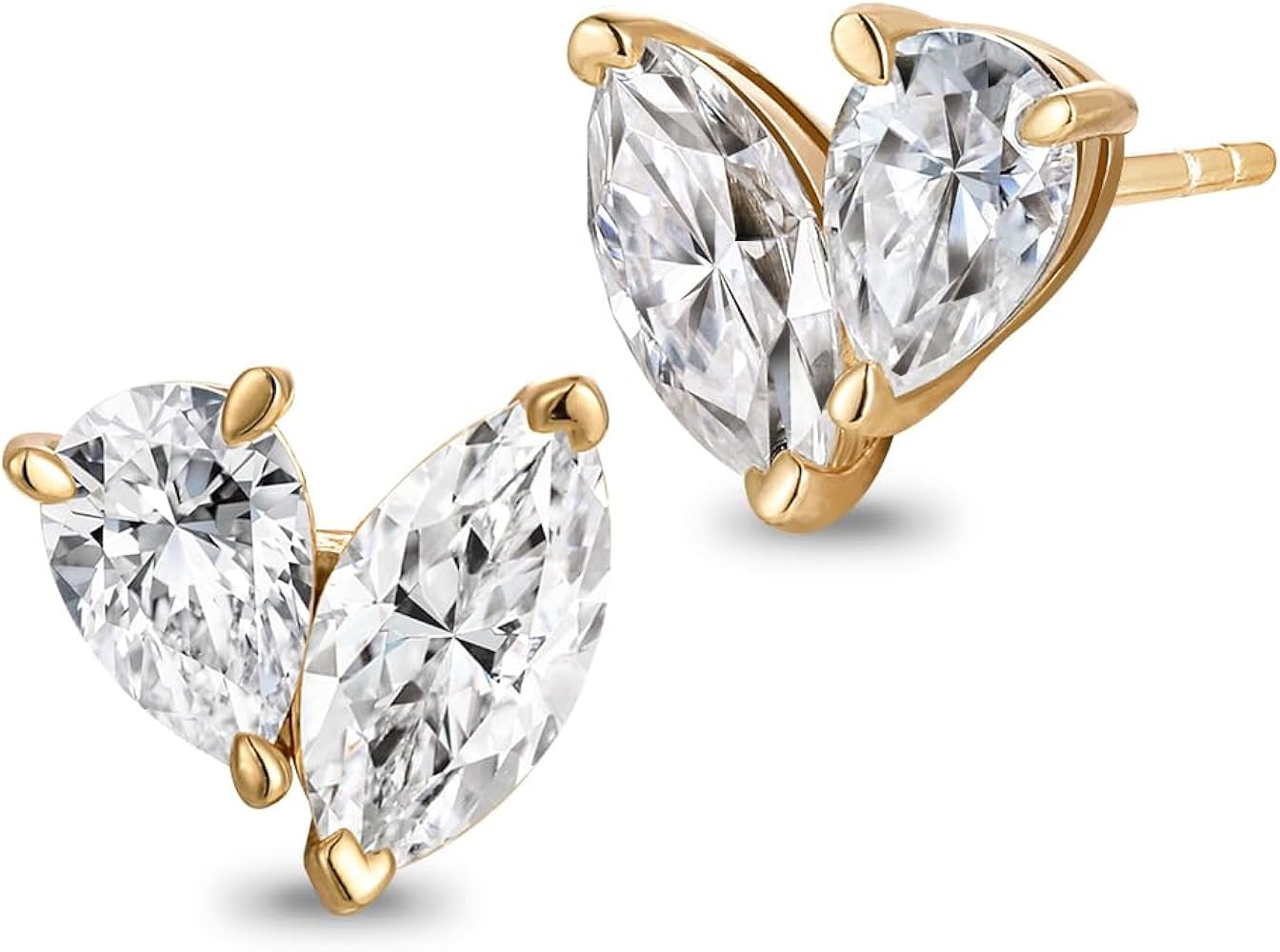 FWM D Color VVS1 Clarity Moissanite Toi Et Moi Stud Earrings for Women, Solid 925 Sterling Silver... | Amazon (US)