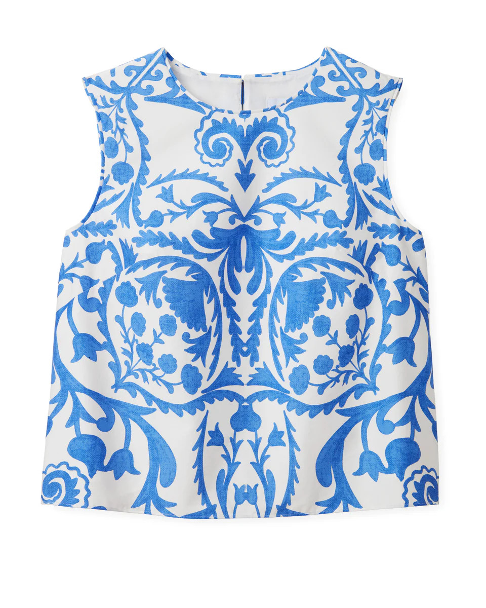 SU26 Linda Shell Top-Faraway Print-Provence Blue | Cartolina