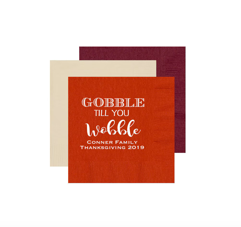 Thanksgiving napkins, Personalized napkins, holiday napkins, custom party napkins, Holiday napkins, Gobble Gobble till you wobble | Etsy (Global)