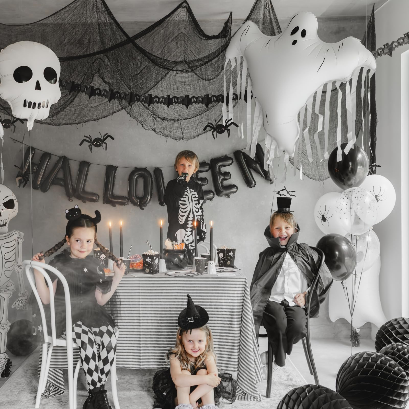 Halloween Ghost Balloons PartyDeco 36.6 x 33.8 Inch Large White Ghost Foil Balloon with Tassels S... | Amazon (US)