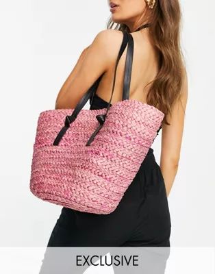 South Beach straw tote in pink | ASOS (Global)