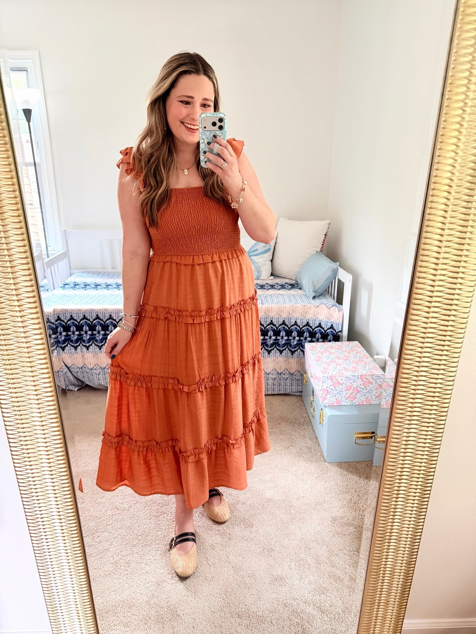 Orange nap dress dupe with cute mahjong jewelry!

#LTKootd