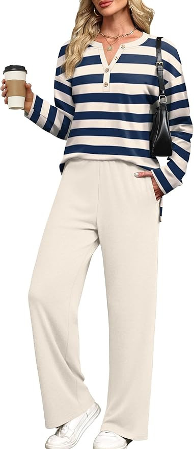 XIEERDUO Lounge Sets for Women 2 Piece V Neck Button Matching Sweatsuit Loungewear Fall Outfits F... | Amazon (US)