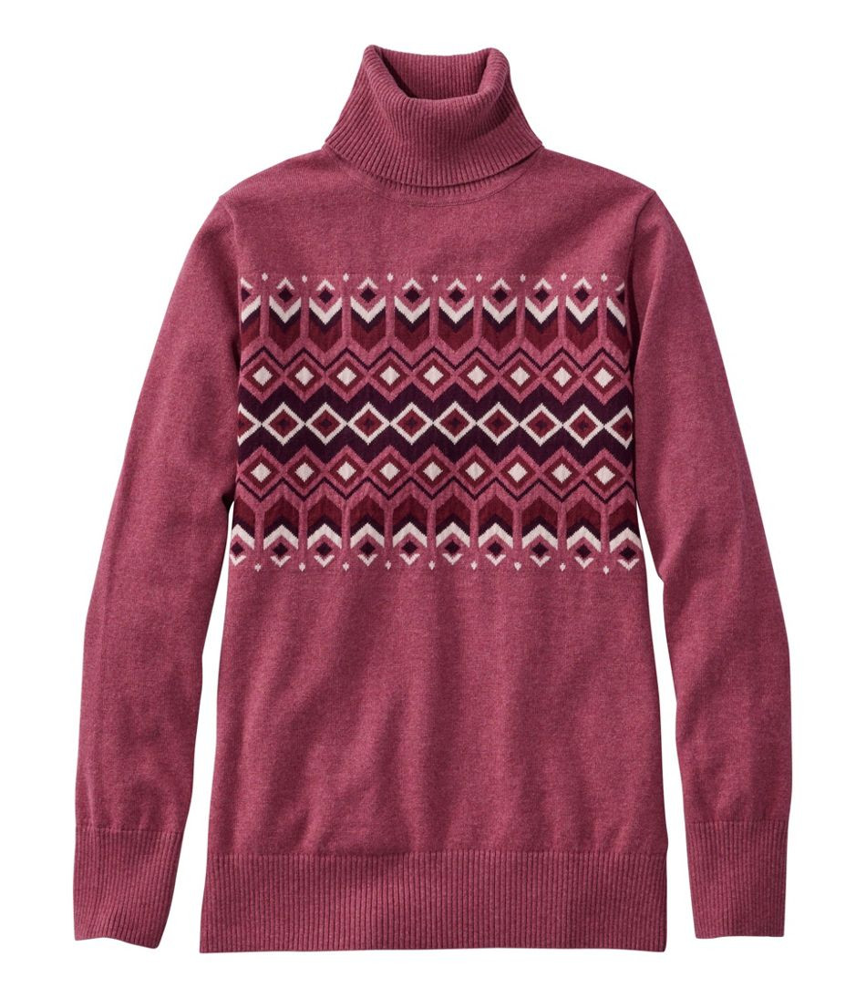 Women's Cotton/Cashmere Sweater, Turtleneck Intarsia | Sweaters at L.L.Bean | L.L. Bean