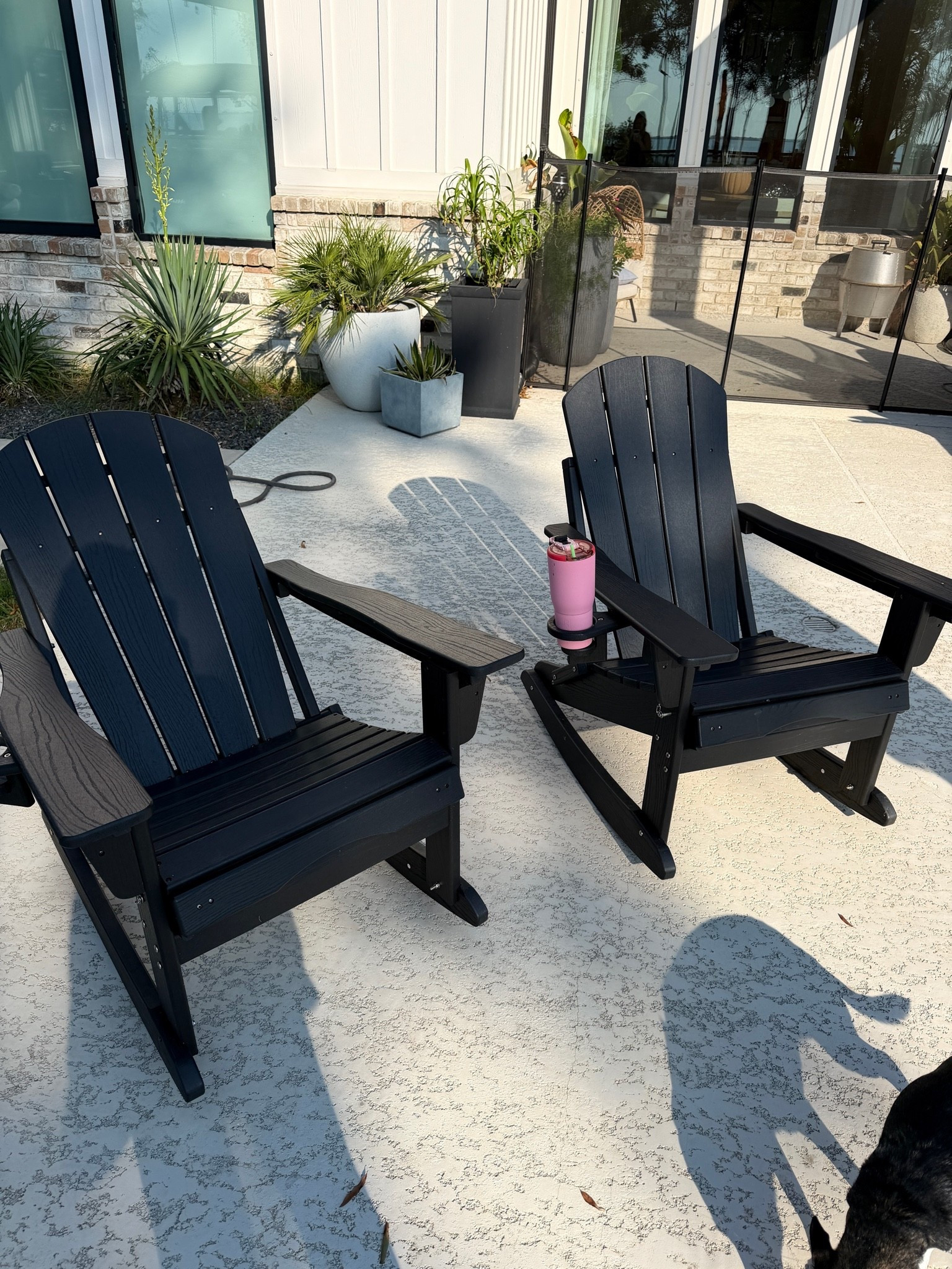 We love our weatherproof rocking chair so much and I love that they have a built-in foot rest. They also have a cupholder and a wine glass holder and are completely waterproof. These are more comfortable than the chairs that I paid a lot more for and they have three reclining positions. @Wayfair #wayfair

#LTKHome