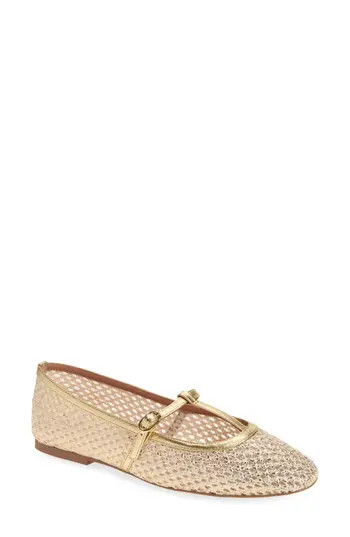 Linea Paolo Monet T-Strap Flat in Gold at Nordstrom Rack, Size 5.5 | Nordstrom Rack
