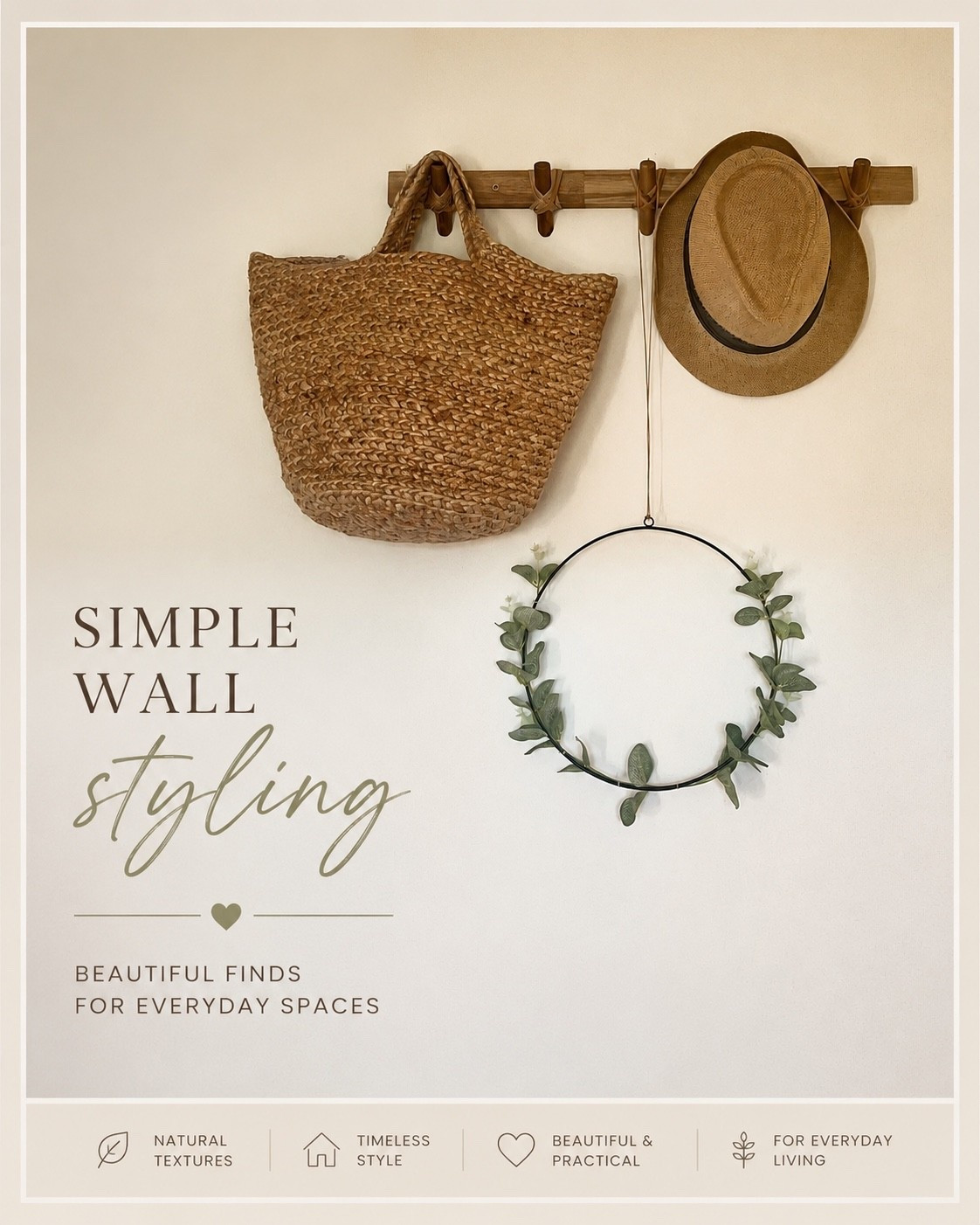 Sometimes the smallest corners make the biggest difference. 🤍

I wanted this wall to be both beautiful and practical, using natural textures and everyday pieces that make our home feel warm and inviting.

#LTKhome #NeutralHomeDecor #CoastalStyle #SimpleHomeDecor #HomeStyling