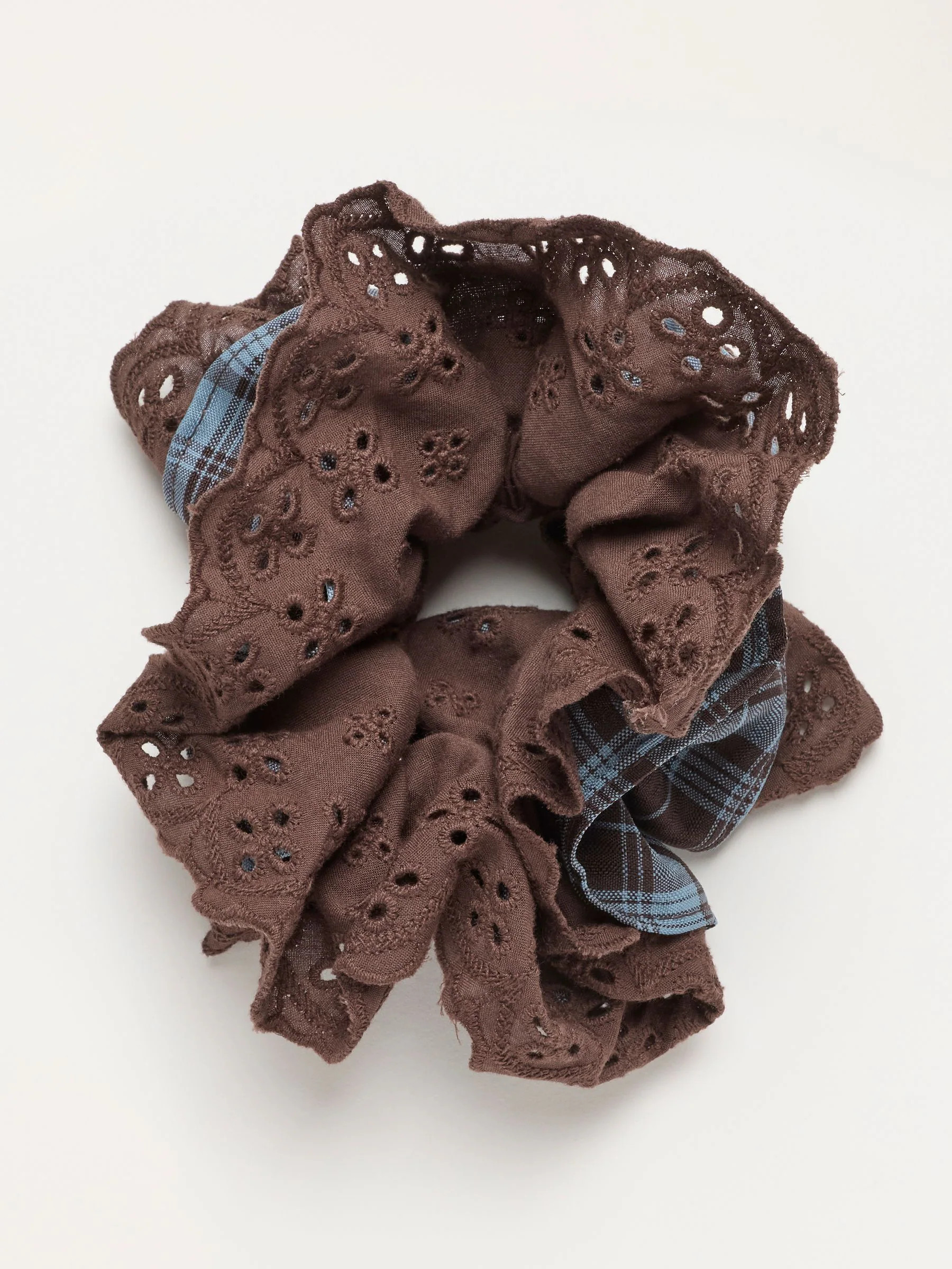 FatFace Blue Check Frill Scrunchie | Fat Face