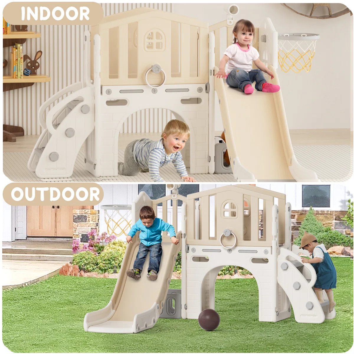 GLAF 8 In 1 Toddler Slide, Kids Climber Slide Outdoor Indoor Playset & Reviews | Wayfair | Wayfair North America