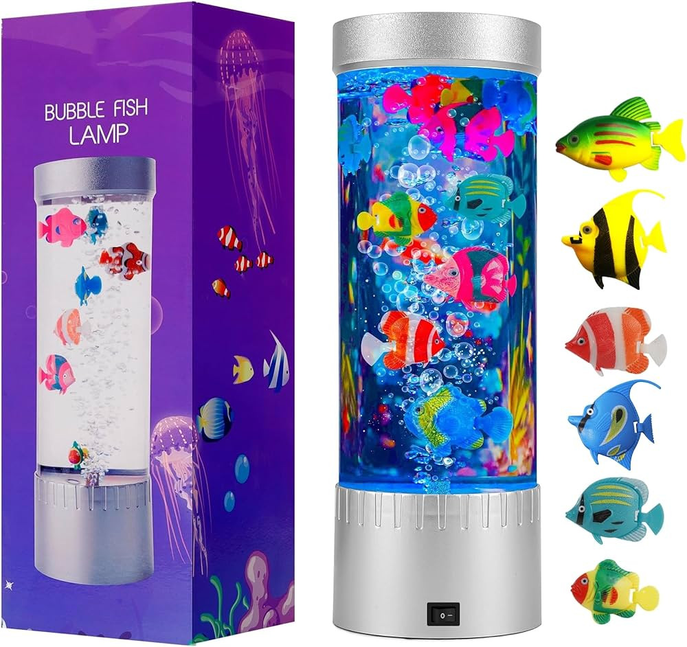 Bubble Fish Lamp, LED Aquarium Sensory Light, 15ft Colorful Bubble Tube for Bedroom, Kids Room, L... | Amazon (US)