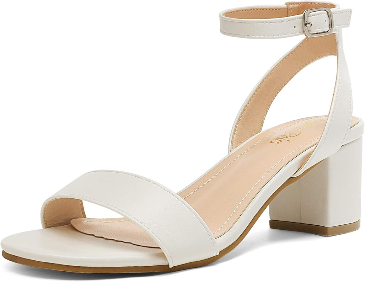 DREAM PAIRS Women's Open Toe Ankle Strap Low Block Chunky Heels Sandals Party Dress Pumps Shoes | Amazon (US)