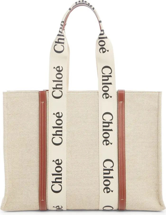 Chloé Large Woody Logo Strap Canvas Tote | Nordstrom | Nordstrom