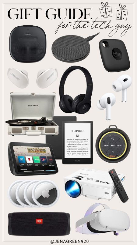 Gift Guide | Gift Guide for the Techie | Gift Guide for the Tech Guy | Kindle | Bose Headphones | Apple AirTag | Tile | AirPods | Wireless Speakers 

#LTKHoliday #LTKunder50 #LTKunder100