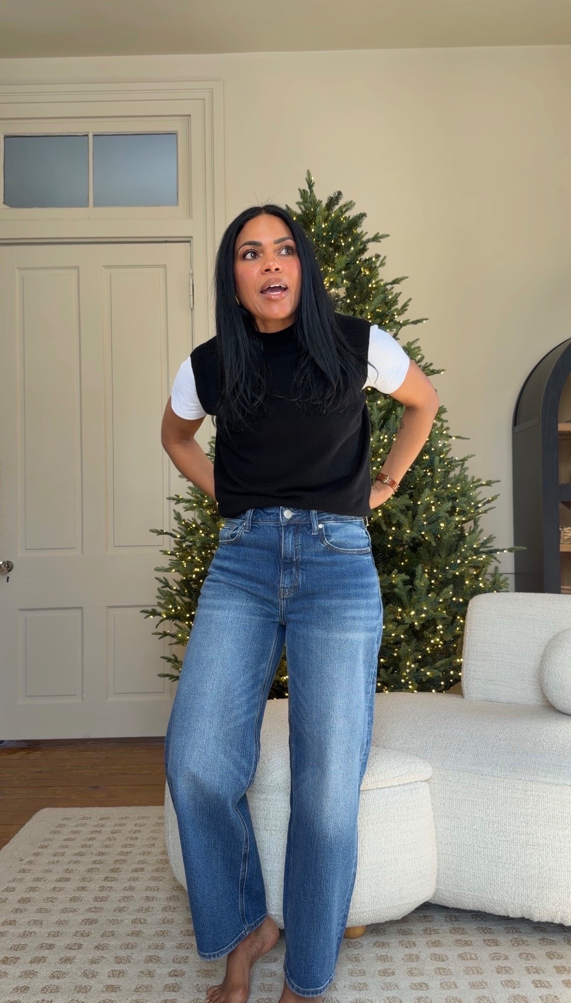 Crazy screenshot cute outfit 😂 size UP in the jeans, sweater and tee are true to size 










#LTKOver40 #LTKFindsUnder100 #LTKSeasonal