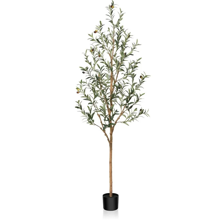 6FT Artificial Olive Tree with Fruits and Wood Branches, Potted Faux Olive Plants. 10 lb. DR.Plan... | Walmart (US)