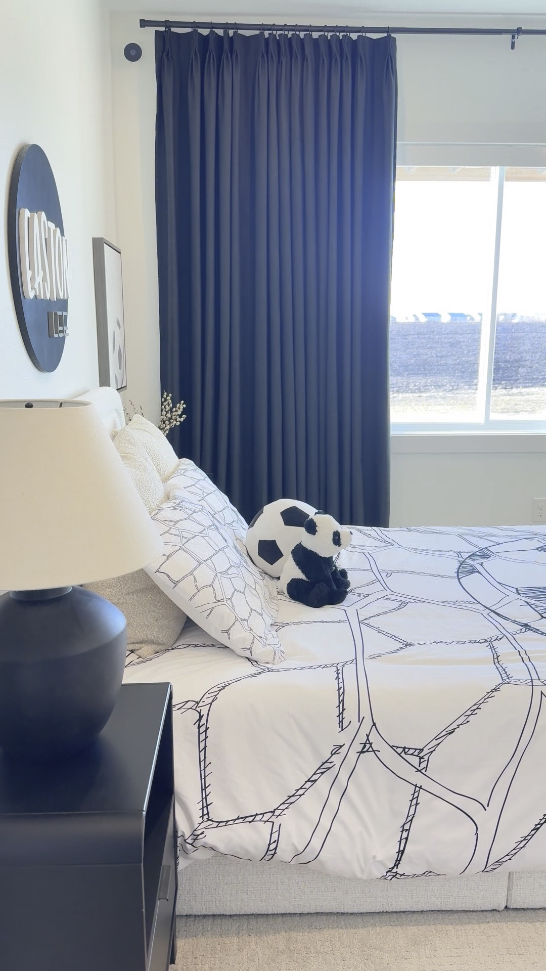 Goodbye trucks, hello soccer! ⚽️🥹 I guess it was time for a big kid upgrade, and my little soccer fan couldn’t be happier. We kept it modern, clean, and of course, full of his new favorite obsession. I’m so in love with how it all came together! 

#LTKHome #LTKWatchNow #LTKKids