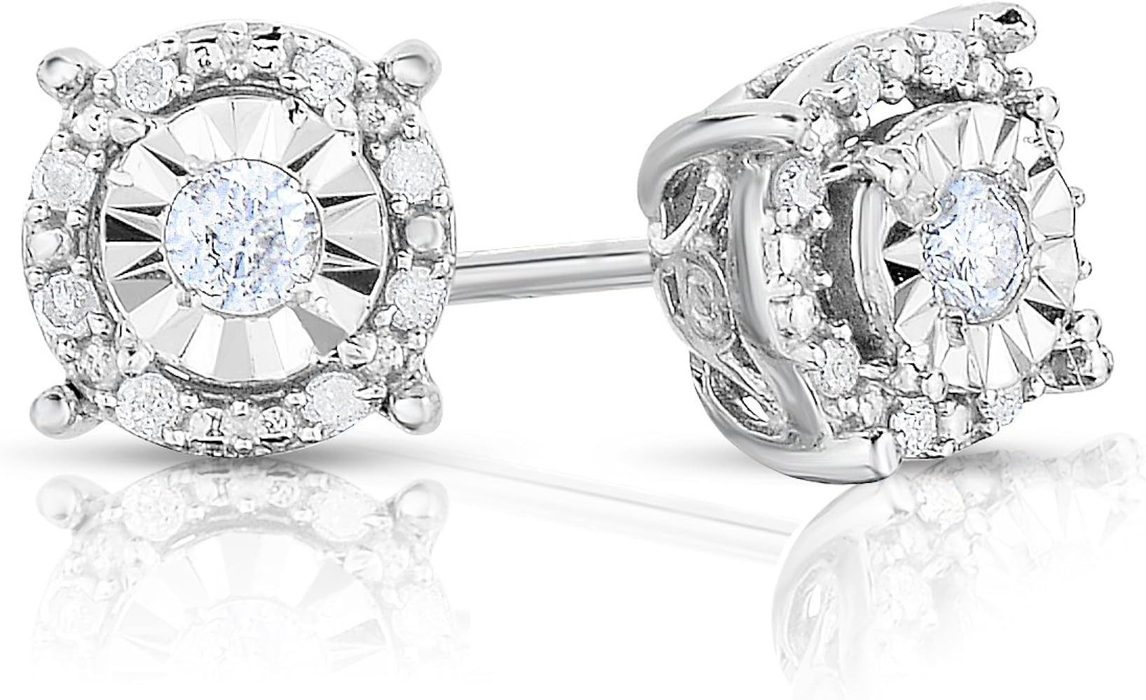 Natalia Drake Diamond Stud Earrings for Women Set in 925 Sterling Silver Halo Color I-J/Clarity I... | Amazon (US)