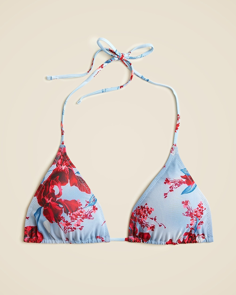 Perfect string bikini top with tulle in floral print | J. Crew US