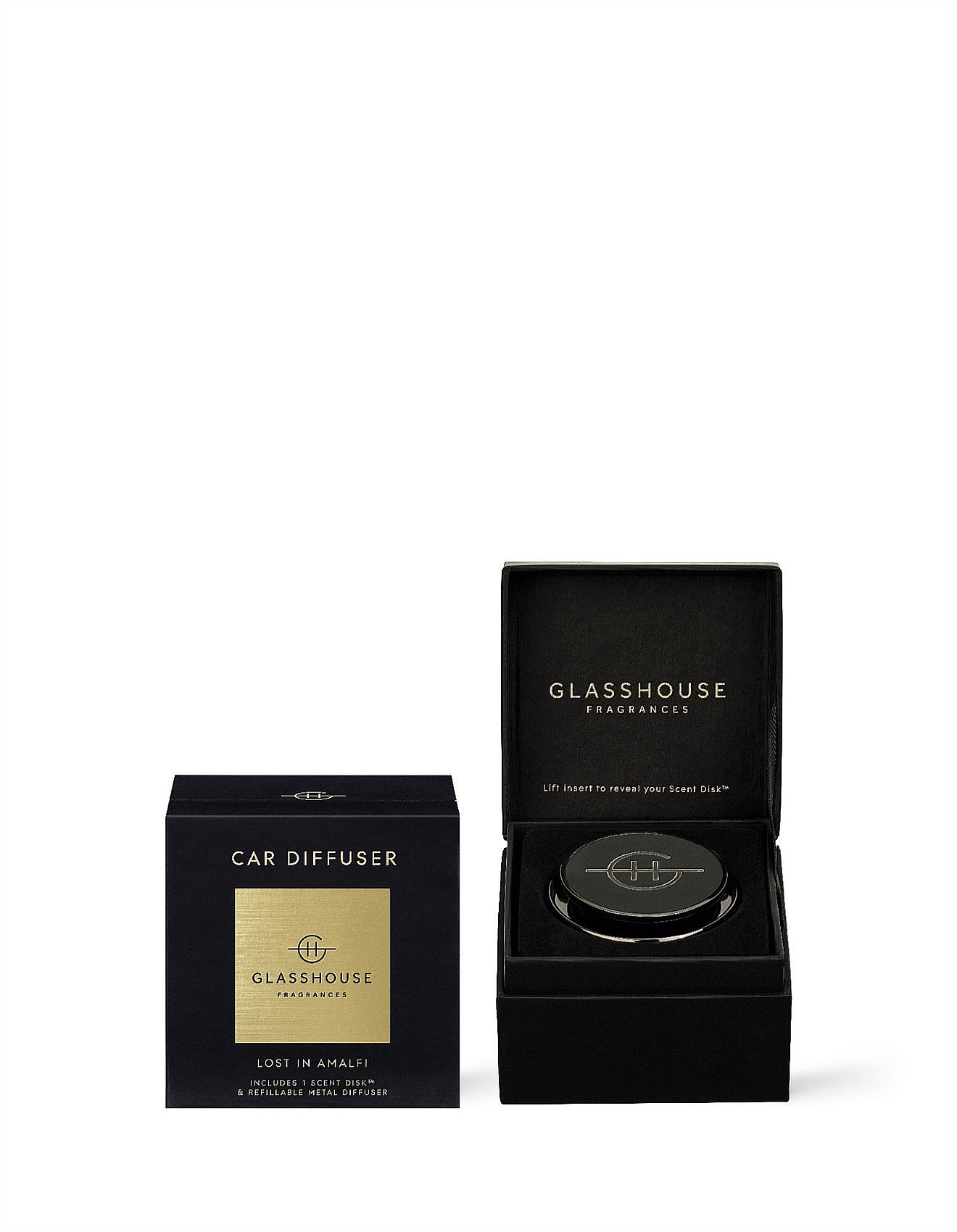 Lost in Amalfi Black Car Diffuser & 1 Replacement Scent Disk | David Jones (Australia & New Zealand)