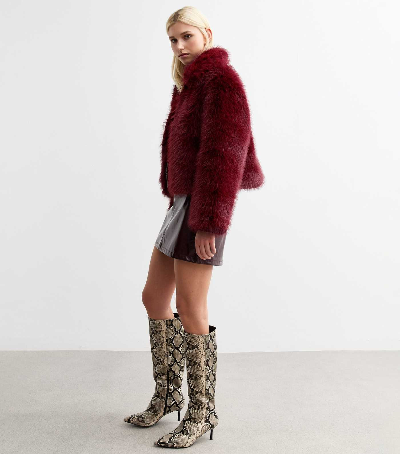 Burgundy Faux Fur Zipped Jacket | New Look | New Look (UK)