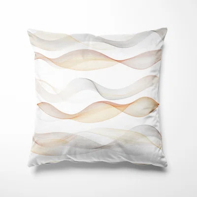 Abstract Throw Pillow - Modern Neutral Waves Printed Cushion | Wayfair North America