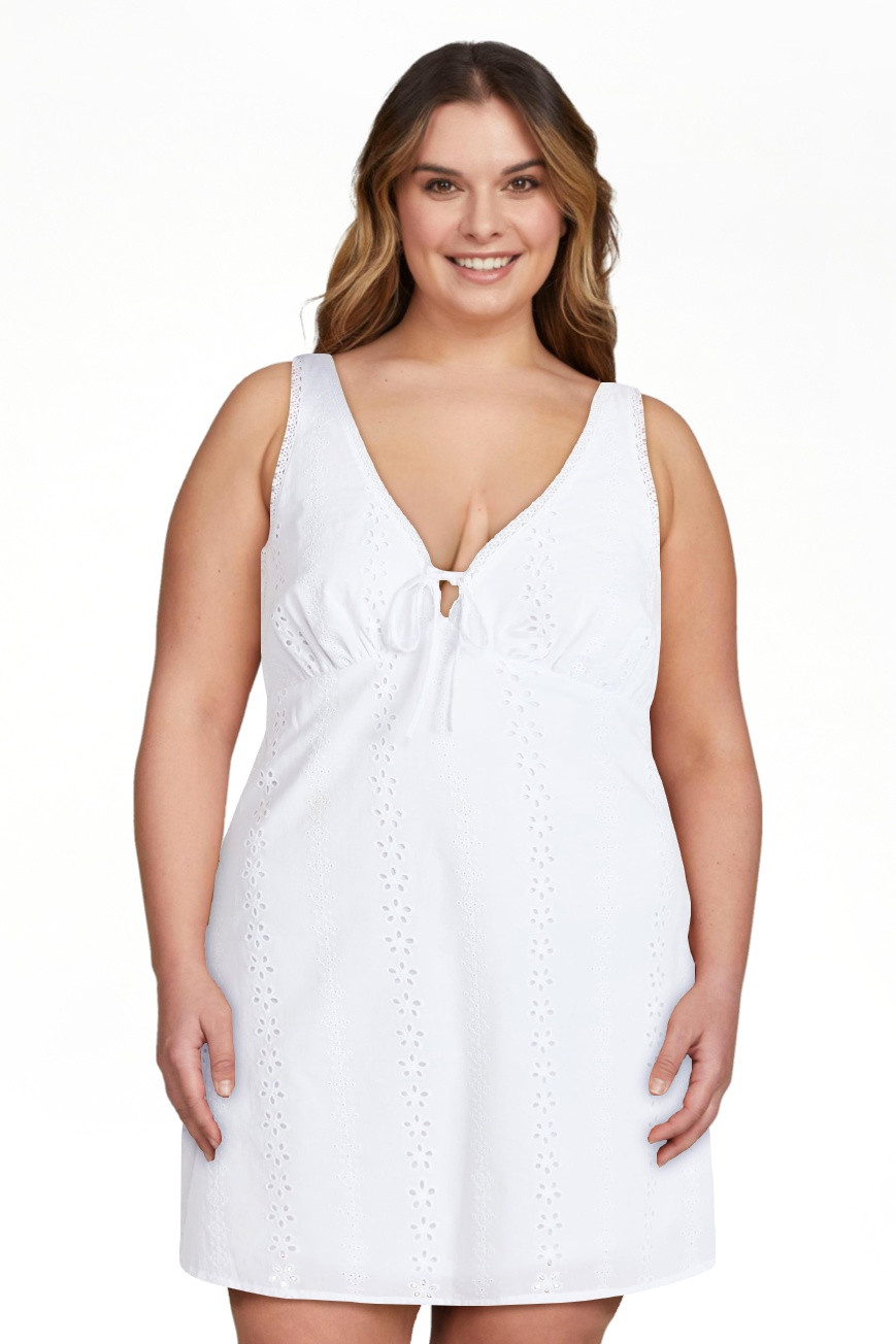 No Boundaries Cotton Lace Trim Plunge Mini Dress, Women's XXS-XXL | Walmart (US)