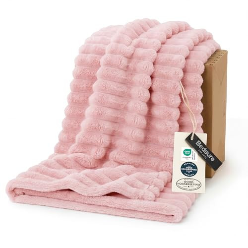 Bedsure GentleSoft Pink Throw Blanket for Couch - Mothers Gifts Day Birthday Gifts for Teen Girls Sister, Soft Cozy Cute Small Fleece Throw Blanket for Women, Coral Pink Room Home Decor, 50x60 Inches | Amazon (US)