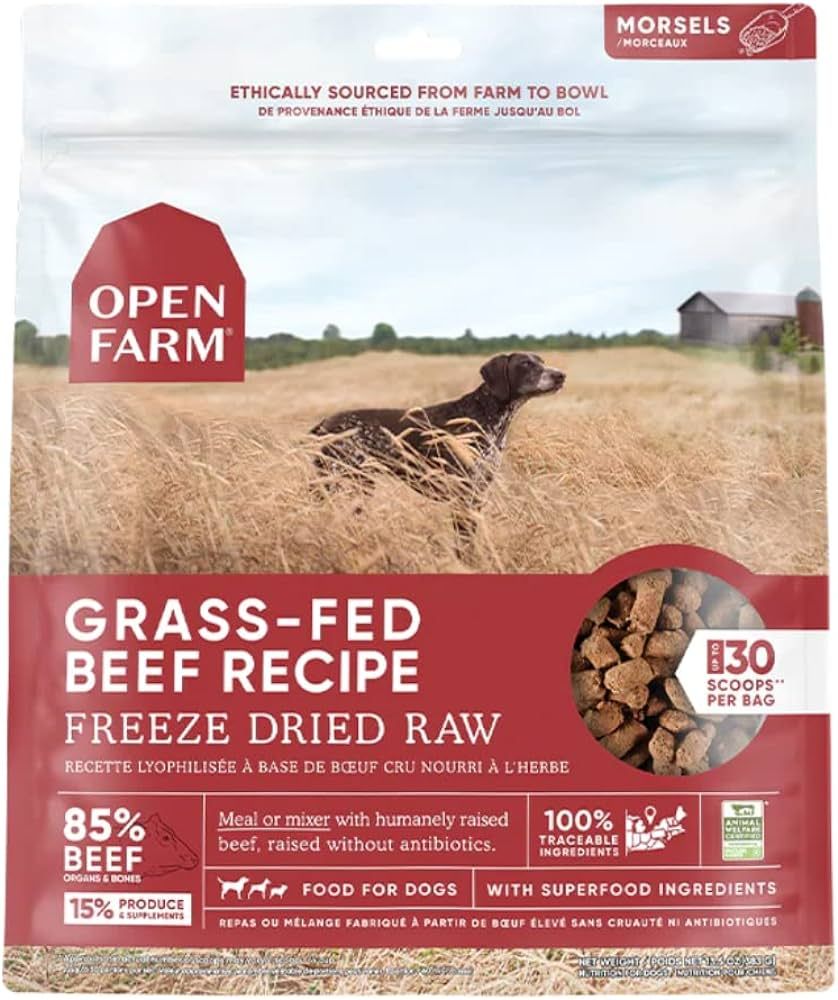 Open Farm Freeze Dried Raw Dog Food, Humanely Raised Meat Recipe with Non-GMO Superfoods and No A... | Amazon (US)